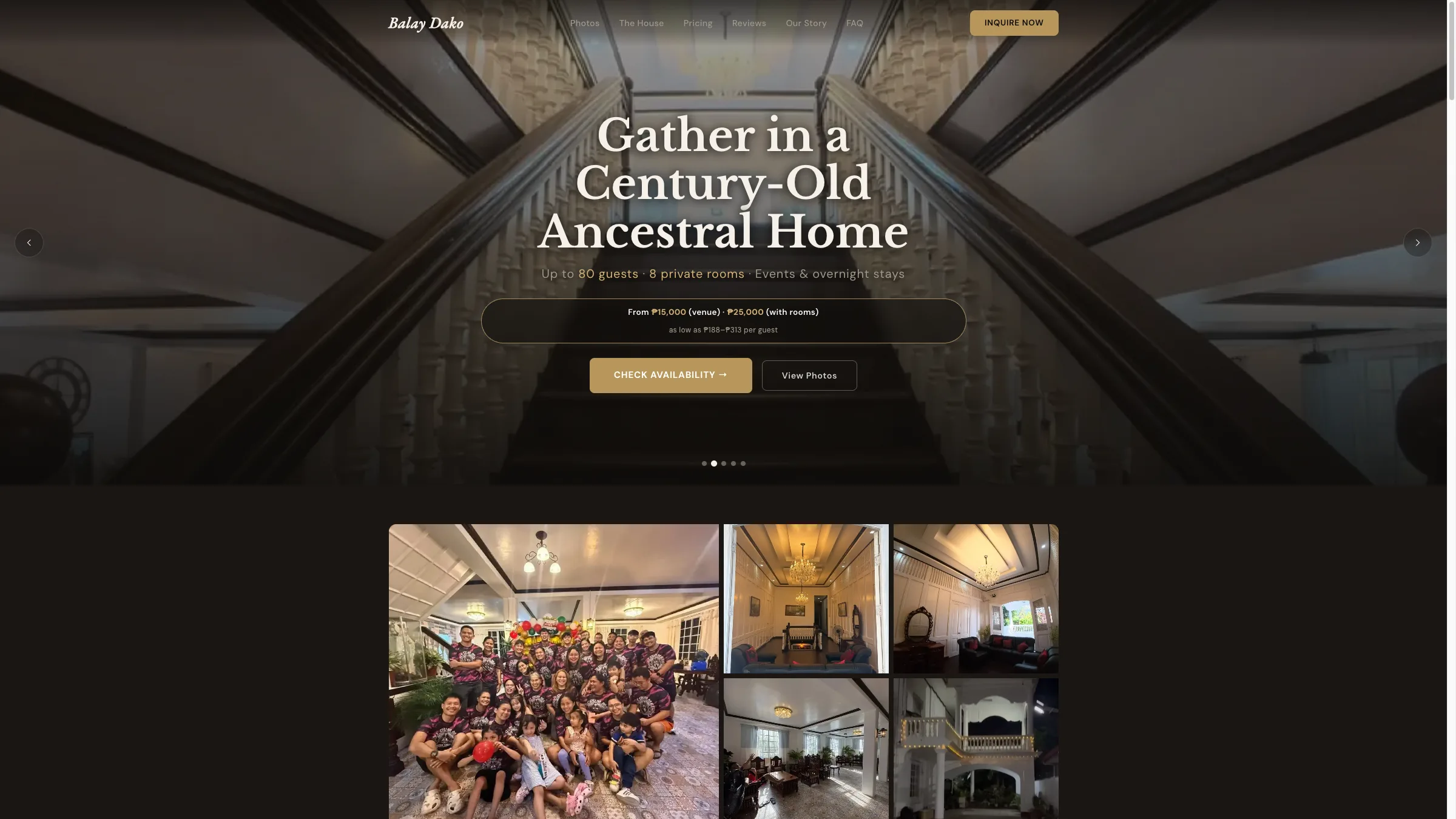 Balay Dako ancestral home venue website