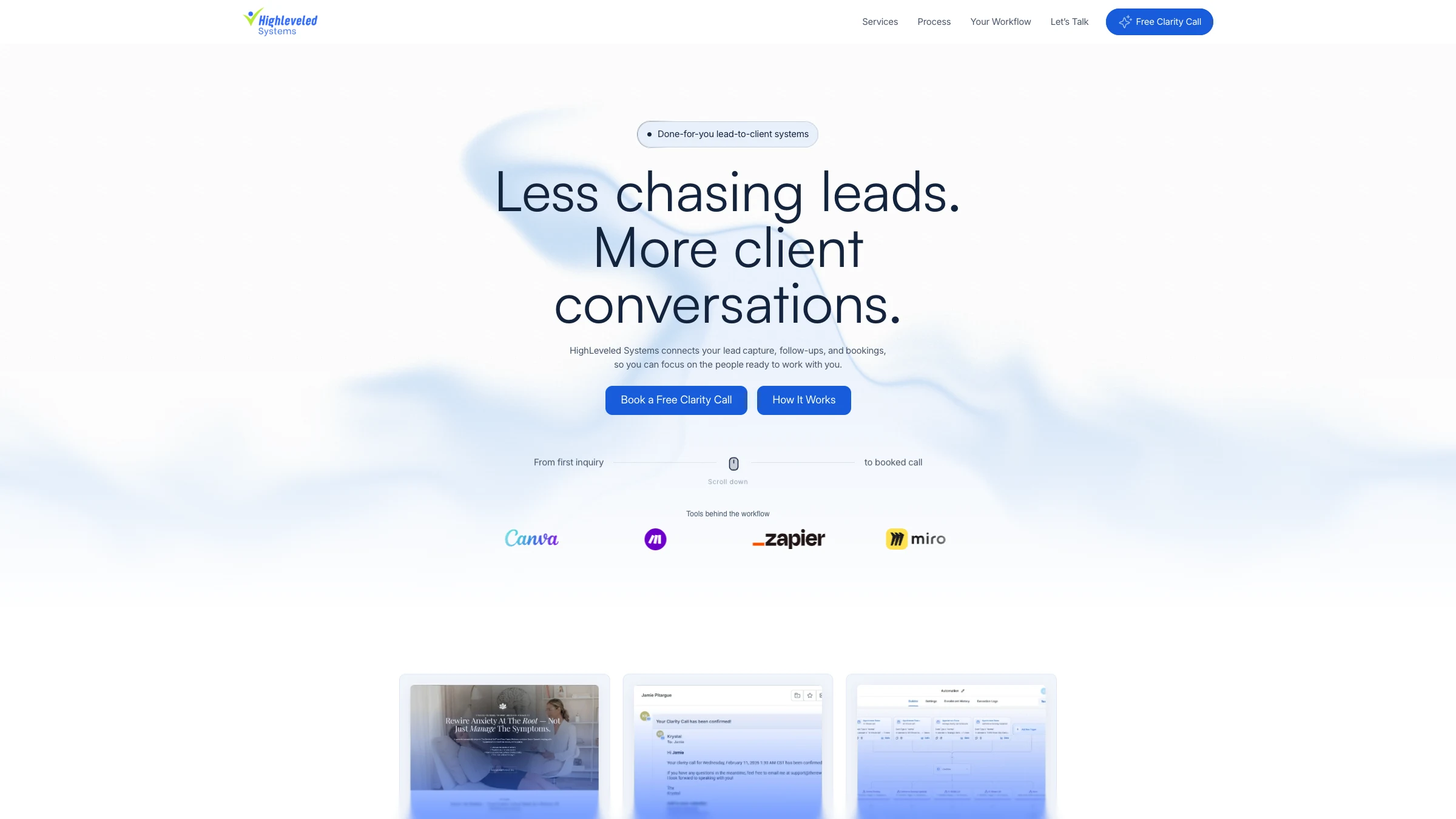 HighLeveled Systems lead-to-client automation website