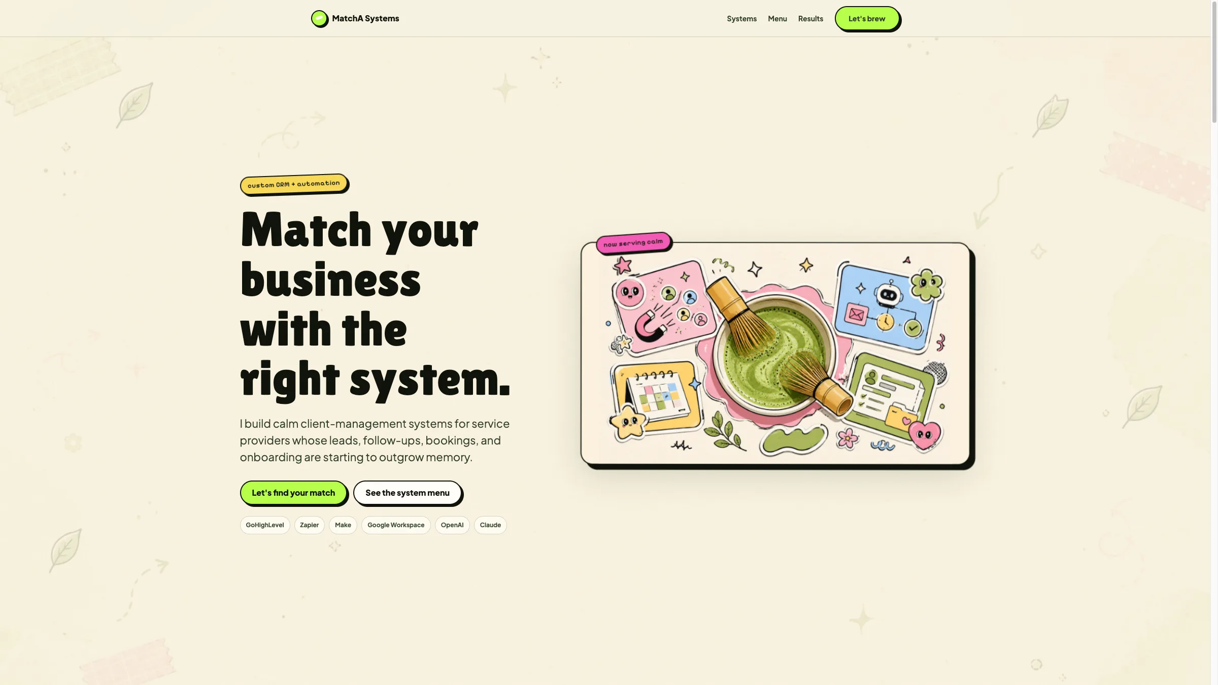 MatchA Systems CRM and automation homepage