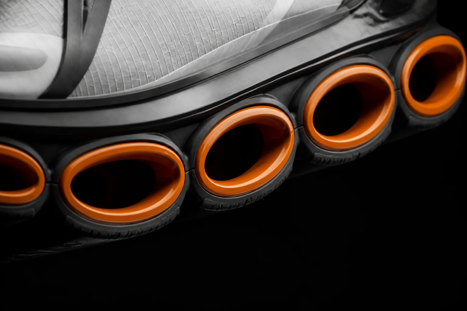 Close view of five orange LOOPFRAME cells