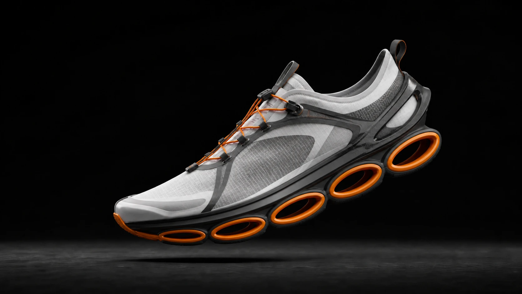 LOOPFRAME 01 footwear concept with five orange cells