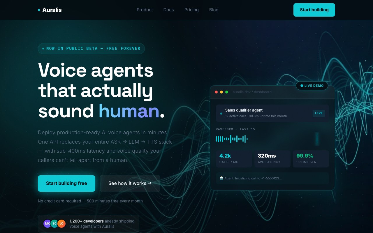 Auralis website preview