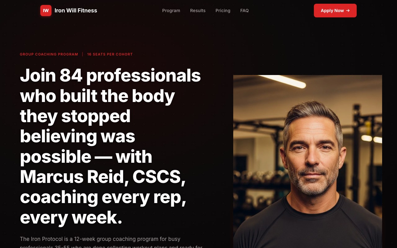 Iron Will Fitness website preview